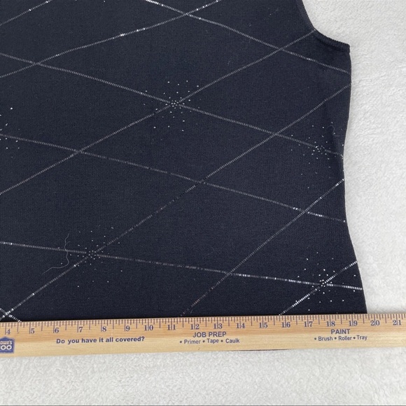 St. John Black Sequins Tank Top Knit Sparkle Evening Wear Women’s Sz M Luxury - Picture 7 of 9